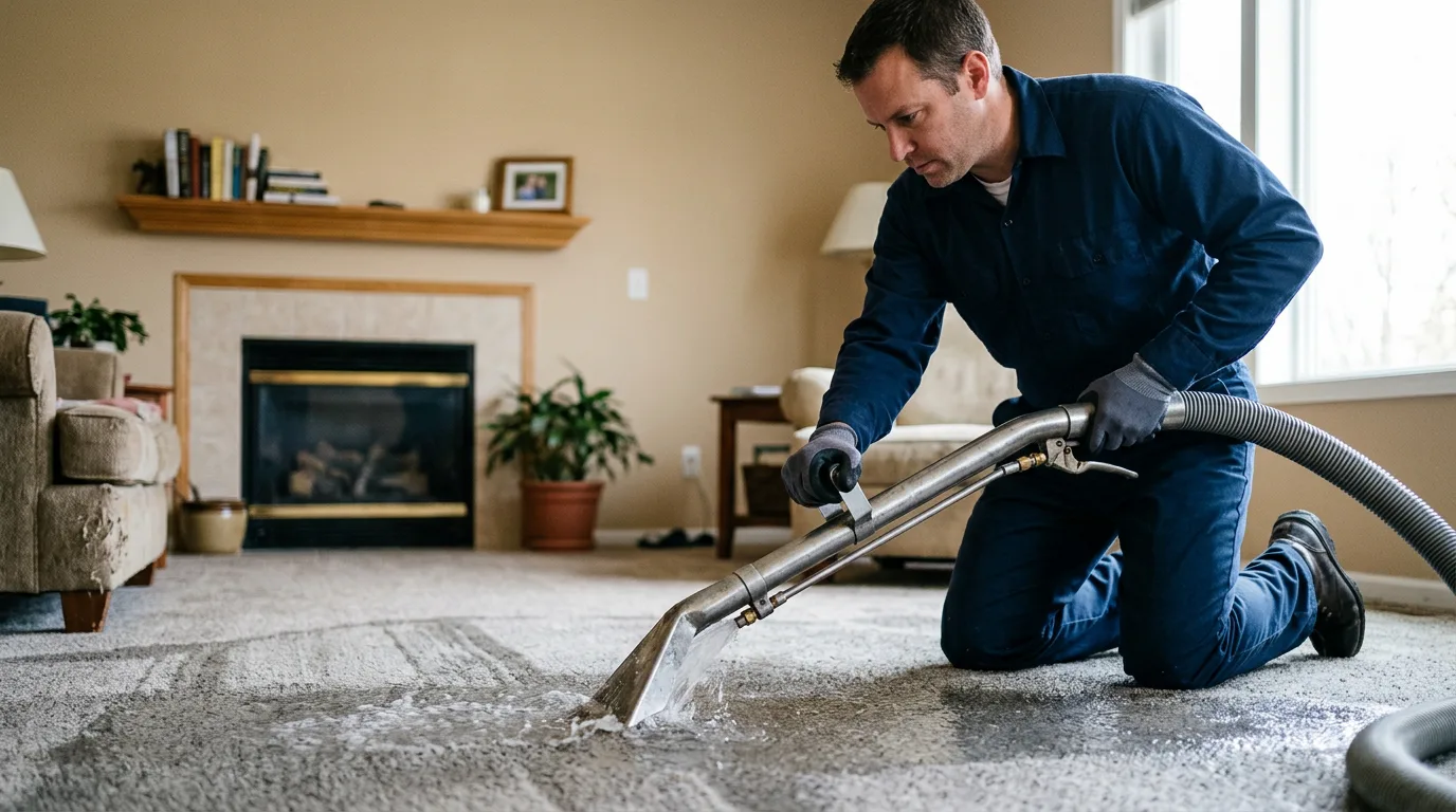 Water damage restoration technician working near Franklin Park, NJ